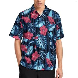 Men's Casual Shirts Tropical Floral Stitch Bounding Beach Shirt Hawaiian Streetwear Blouses Male Print Plus Size