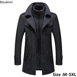 Men's Wool Blends 2023 Thick Warm Coat Oversized Autumn Winter Cold Resistant Men Woolen Overcoat Double Collar Casual Trench 5XL 231019