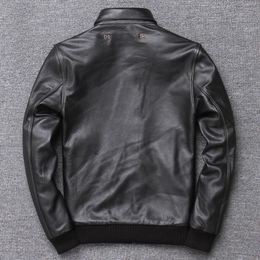 Men's Leather Faux Men Black 2023 American A2 Pilot Jacket Plus Size 4XL Genuine Cowhide Spring Military Natural Coat 231020