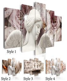 Unframed 5 Panels Lovely Angel Wall Art Decorative Paintings Canvas Print for Living Room Painting No Frame 1844930