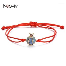 Charm Bracelets Neovivi Blue Cubic Zirconia Ladybird Women Handmade Red Black Rope String Bracelet For Boy Girl DIY Jewelry Gift1275O