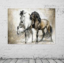 Retro nostalgia brown horse horse dance original living room VINTAGE home decor Modern animal oil painting on canvas wall art pain7536909