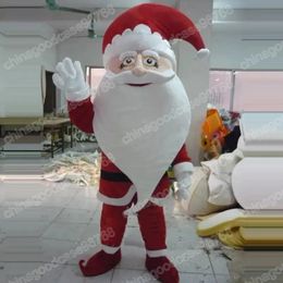 Performance Long beard Santa Claus Mascot Costume Top Quality Halloween Fancy Party Dress Cartoon Character Outfit Suit Carnival Unisex Outfit