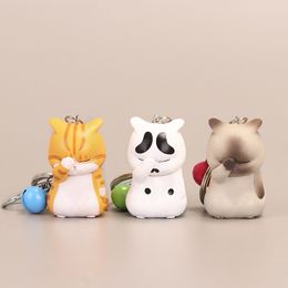 Face Covering Cat Keychain Resin Keychain Cartoon Cute Cat Doll Pendant Bag Pendant Small Gift