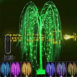 Christmas Decorations 121521M RGB Lighted Willow Tree Decoration 18 Color Timer Remote Artificial String Fairy Light 231019