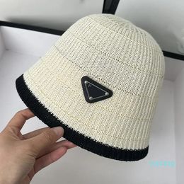 Designer Ball Caps Women's Inverted Coloured Ice Silk Bucket Hat Straw Knitted Fisherman Hat Summer Sunshade Sunscreen Basin Baseball Hat