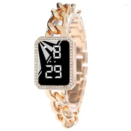 Wristwatches Brand Digital Bracelet Women Watch Full Diamond Dial Electronic Ladies Holiday Gift Slim