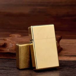 Lighters New 538 Narrow Machine Small Square Head Thickened Brass Kerosene Lighter Gadget Smoking Accessories