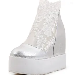 Sandals 2023 Women Wedges Sandal Sexy Lace Silver Platform High Heels The Sponge Cake Thick Bottom Spring Summer Shoes