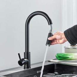 Kitchen Faucets Black Faucet Two Model Stream Sprayer Nozzle Single Handle Pull Out Mixer And Cold Water Taps Deck Mounted