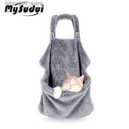 Cat Beds Furniture Mysudui Warm Bed Sleep Apron Comfortable Chest Holding Clothes Portable Nest Winter Retractable Bag YQ231020
