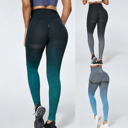 Yoga Outfit Gradient Color Energy Legging Women Workout Fitness Jogging Running Leggings Gym Tights Stretch Sportswear Pants 231020
