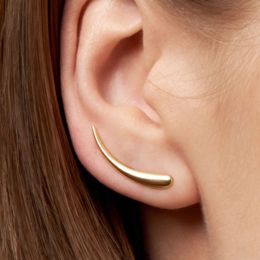 Stud Minimalist Ear Climber Silver Gold Colour Cuff Crescent Moon Earrings Crawlers for Women Piercing 231019