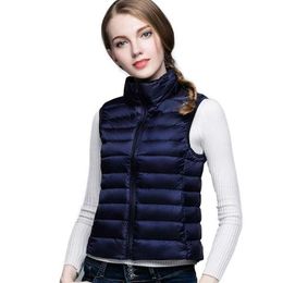 Winter women solid vest sleeveless jacket Classic Feather Casual bodywarmer Vests plus size S-XXXLshiny 5Z5X0