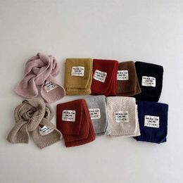 Bufandas Envolturas Bufanda para niños de moda con etiqueta Bufandas tejidas de lana para niños Bufanda de punto con protección para el cuello cálida para invierno para niños y niñas 231020