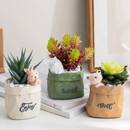 Vases Nordic Ceramic Mininimal Flowerpot Basin Cactus Succulent Plant Bonsai Balcony Home Desk Decoration Indoor Design Ornaments 231019