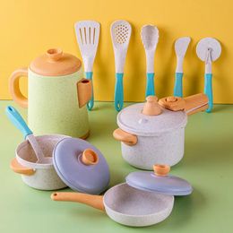 Kitchens Play Food Children Mini Kitchen Toys Straw Play House Kitchen Tall Pot 14 Piece Toys Simulation Kitchen Utensils Toys For Children Gifts 231019