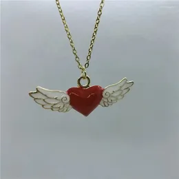 Pendant Necklaces Yungqi Fashion Tiny Heart Dainty Wing Necklace Gold Color Enamel Choker For Women Statement Jewelry Gift