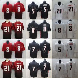 Mans Football 5 Drake London Jerseys 8 Kyle Pitts 21 Deion Sanders Vintage 7 Bijan Robinson Turn Back The Clock Vapor Color Rush For Sport Fans Black White Red Sewing