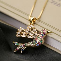 Pendant Necklaces Luxury Women Bird Necklace Boho Vintage Woodpecker Aesthetic Colourful Zircon Choker Charm Collar Chain Fashion Jewellery