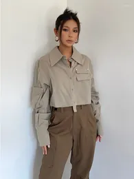 Women's Blouses WOMENGAGA Spicy Girls Short Shirt Loose High Waist Slim Korean Style Design Tops Women Blouse Fashion 2023 KDA6