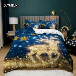 Bedding sets Christmas Deer Duvet Cover Santa Claus Set Full Queen For Boys Girls Gifts Microfiber Comforter With Pillowcases 231020