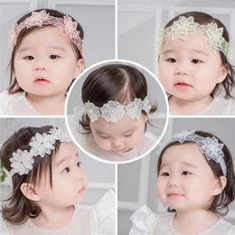 Hair Accessories 10pcs/lot Born Girl Handmade Flower Headband Elastic Lace Ribbon Band Pography Party Decorative Headdress