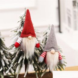 Christmas Decorations Handmade Swedish Gnome Scandinavian Tomte Santa Nisse Nordic Plush Elf Toy Table Ornament Xmas Tree Drop Deliv Dhu08