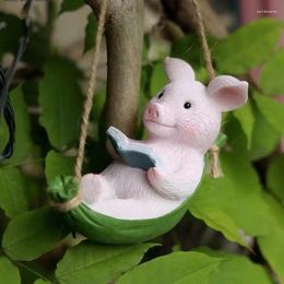 Garden Decorations Lovely Pig Swing Hanger Outdoor Balcony Courtyard Tree Decorative Small Resin Crafts Statues