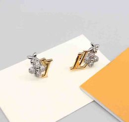 2023 Luxury quality charm stud earring with diamond in two Colours plated have stamp box Opened ring in size 7# PS4743A