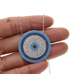 Pendant Necklaces Geometric Big Round Evil Eye Necklace High Quality Micro Pave Nano Turquoise Trendy Gorgegous Jewelry226W Drop Del Dh54Z