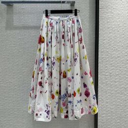 Skirts Fashion Design Cotton Silk Blends Maxi Long Womens High Waist Zipper Big Bottom Floral Print Boho Sweet Skirt