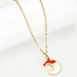 Pendant Necklaces Christmas Style Winter Snowman Tree Necklace Steel Gold Plated Fashion Jewellery Gifts For Students Kids Girls Friend