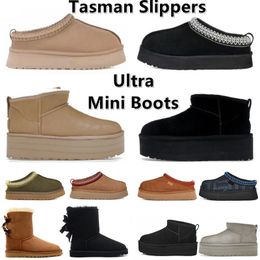 2024 Frauen Winter Ultra Mini Boot Designer Plattform Stiefel für Männer Frauen Halten Sie warmes Knöchelfell über den Kniestiefeln Casual Schuh Tasman Pantoffeln Tazz Booties