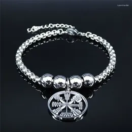 Link Bracelets Viking Vegvisir Compass Necklace Men Stainless Steel Nordic Runes Odin Bracelet Charm Celts Ethnic Jewelry B3543S03