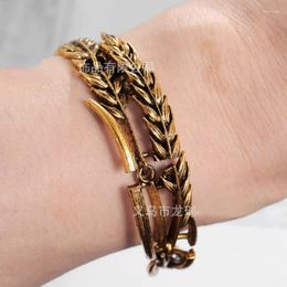 Charm Bracelets Boho Vintage Gold Colour Leaf Shaped Bracelet For Woman Men Fashion Personalised Design Bride Wedding Jewellery Gifts