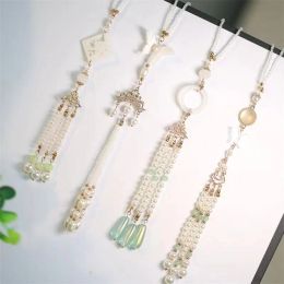 Chinese Style Pendant Women Hanfu Ornament Handmade Long Tassel Temperament Brooch Vintage Key Ring Accessories DIY Supply