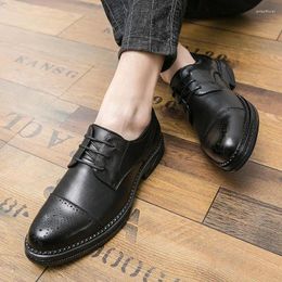 Dress Shoes Men's Leather Business Formal Wear Black Casual British Spring Square Toe Bridegroom Wedding Bride Pointed T