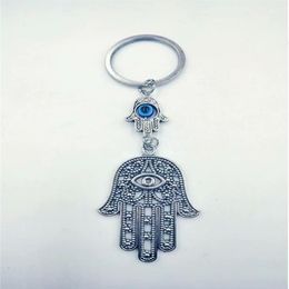 Fashion Jewellery Angel Wings Evil Eye Hamsa Fatima hand Charm DIY Keychain Silver Tone Key Chain Keyring Fashion Pendant Jewelry 1894