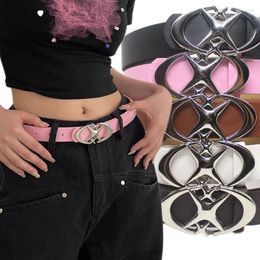 Belts Fashion Moon Star Buckle Belt Y2k Cross Metal Retro Gothic PU Leather Women Waist Sweet Skirt Jeans