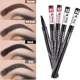 눈썹 향상제 방수 천연 펜 Fourclaw Eye Brow Tint 메이크업 3 색 연필 갈색 검은 회색 브러시 화장품 231020