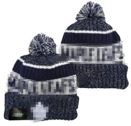 Men's Caps Hockey ball Hats MAPLE LEAFS Beanie All 32 Teams Knitted Cuffed Pom DORONTO Beanies Striped Sideline Wool Warm USA College Sport Knit hats Cap For Women a0