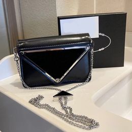 10A High quality Designer Shoulder Bags For Women designer triangle logo genuine leather purses handbags clutch tote wallet on chain black white mini crossbody bag