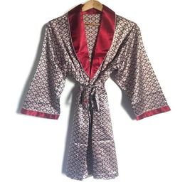 Men's Sleepwear Mens Robe Smoking Jacket Boho Dressing Gown Retro 1970s Vintage Style 70s Pattern Satin Silky Loungewear Ho296k