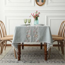 Table Cloth Embroidered tablecloth rectangular imitation cotton and fabric linen tea table for picnic garden dining room 231020