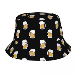 Berets Trendy Beer Foam Pattern Bob Hat Unisex Packable Outdoor Boys Lover Fishing Hats Summer Beach Vacation Getaway Headwear