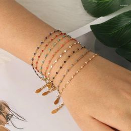 Strand Minimalist Drip Oil Chain Bracelet For Women Men Chic Stainless Steel Colourful Polka Dot Simple Friendship Jewellery Gift