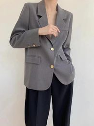 Women's Suits 1006 Spring Autumn Gray Suit Jacket For Women Casual High-Level Drape Coat Office Clothing
