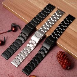 Watch Bands Man's Superior 316L Stainless Steel Watchband 18 20 22 24mm Black Silver Solid Link Bracelet Fit For Hamilt-on