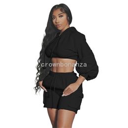 Designer Jogger Suits Women Fall Tracksuits Long Sleeve Pullover Hooded Hoodie Shorts Two Piece Sets Autumn Sweatsuits Bulk Wholesale Clothes